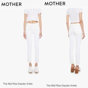 MOTHER The Mid Rise Dazzler Ankle Jeans in White